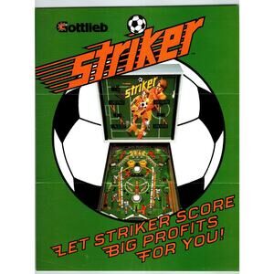 Striker Pinball Machine FLYER Original 1982 Soccer Sports Retro Game 8.5" x 11"